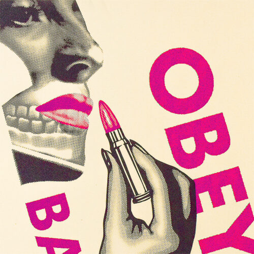 shepard fairey bad reputation print showing middle detail of woman with lipstick