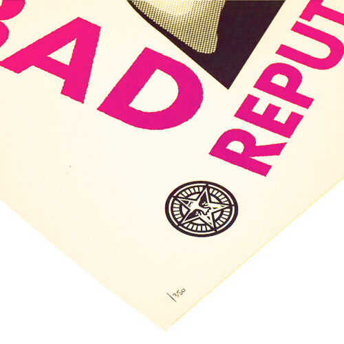 shepard fairey bad reputaion showing bottom left with edition number and obey stamp