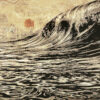 shepard fairey dark wave print showing middle with wave detail