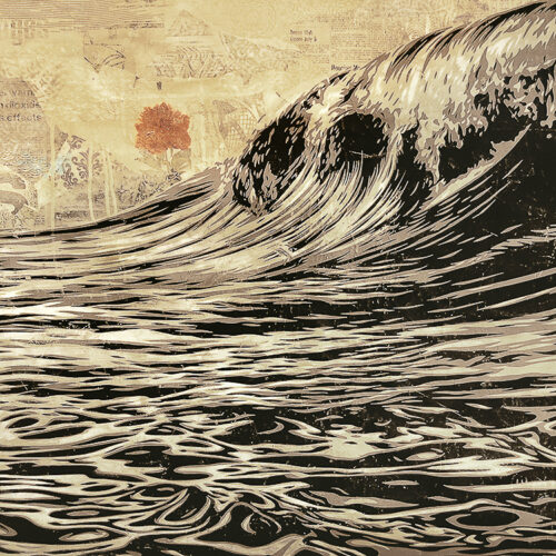 shepard fairey dark wave print showing middle with wave detail