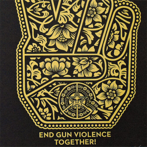shepard fairey end gun violence together print showing middle close up with text