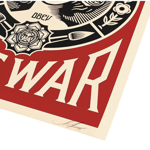 shepard fairey make art not war showing bottom right with artist signarture