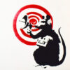 close up detail of rat from banksy dirty funker radar rat white cover