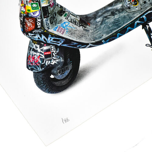 invader scooter print showing close up of edition number on bottom left