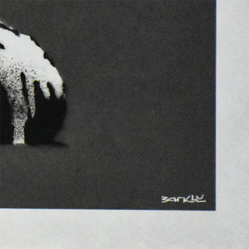 banksy forgive us our trespassing showing bottom right with banksy printed signature