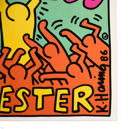 close up of bottom right of back cover of keith haring sylvester someone like you record showing keith haring signature