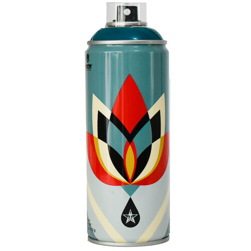 shepard fairey lotus flower spray can