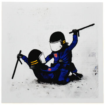 dran riot police paris pop up print