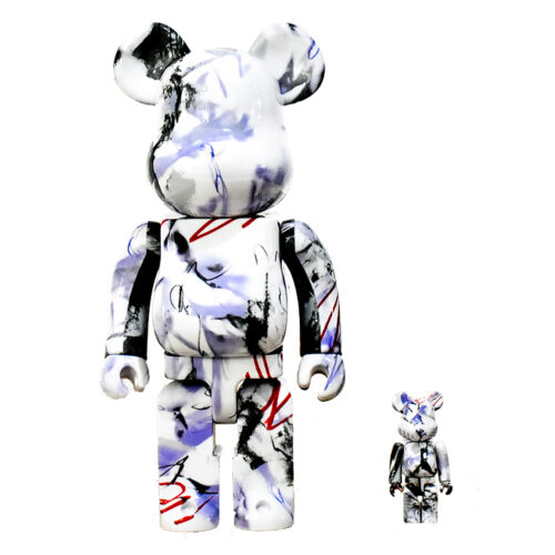 futura bearbrick 400 and 100 with unique marble pattern