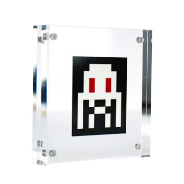 invader glow in the dark sticker in frame