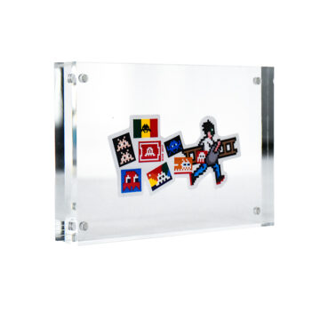 invader with ladder sticker in frame