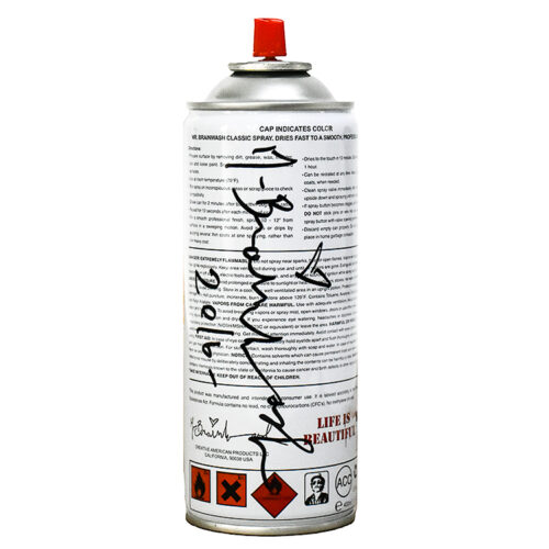 mr brainwash new york gold spray can showing mr brainwash signature with year