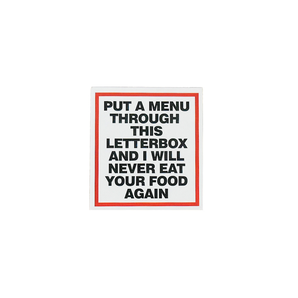 banksy menu sticker in clear frame