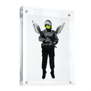 ANGEL COP FLYING COPPER SHOWCARD Banksy vs Warhol (Framed)
