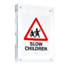 banksy slow children sticker in clear frame