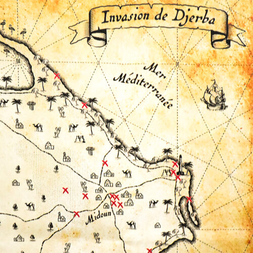 invader djerba map showing Invasion of djerba text