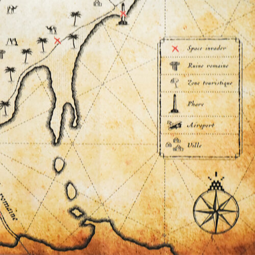 invader djerba map showing bottom right with compass
