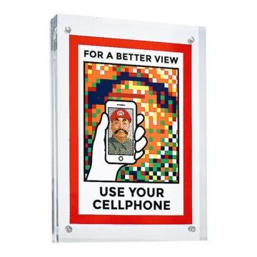 invader rubikcubism postcard sticker in clear frame