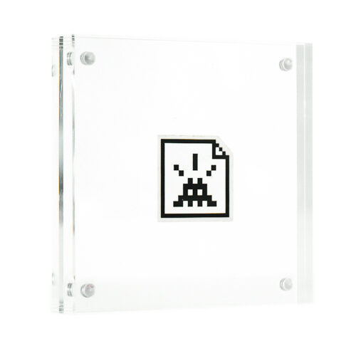 invader space file sticker in clear frame