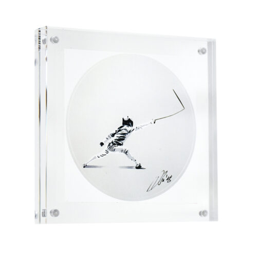 kunstrasen attacking the blank canvas sticker in clear frame