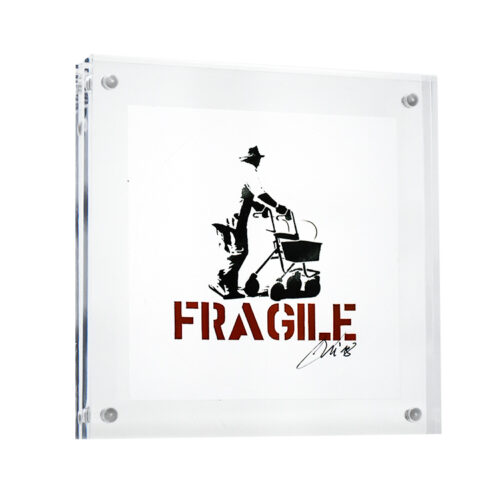 kunstrasen fragile sticker in clear frame