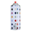 showing back of mr brainwash hirst dots spray can in yellow