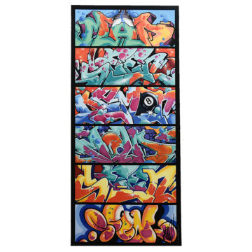 seen graffiti mix poster signed showing various seen tags