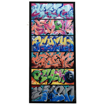 seen graffiti mix vol 2 poster signed showing seen tags in various colors and styles