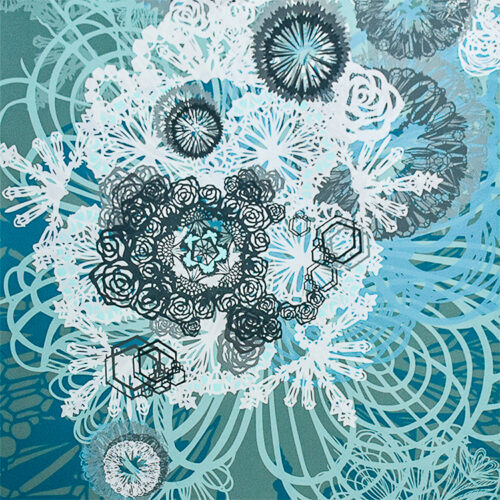 showing middle details of swoon snow blossoms artist proof variation 2