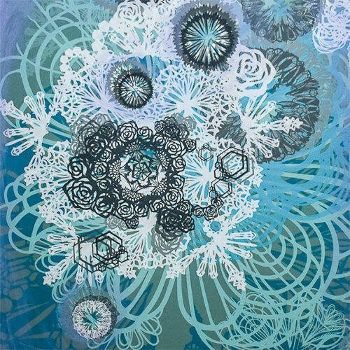 showing middle detail of swoon snow blossoms artist proof variation 4