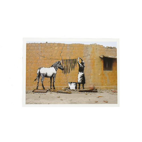 banksy vs bristol museum postcard set zebra card