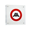 invader round sticker large in frame