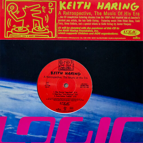 close up of label on keith haring a retrospective promo record