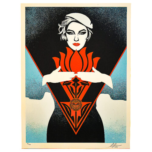 shepard fairey noir flower woman blue version