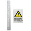 banksy graffiti artists must report to reception sticker next to ruler for scale