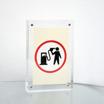 banksy petrolhead sticker in frame