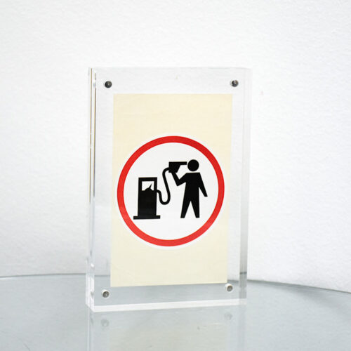 banksy petrolhead sticker in frame