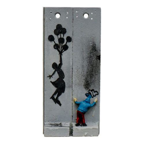 banksy walled off hotel flying balloon girl wall sculpture