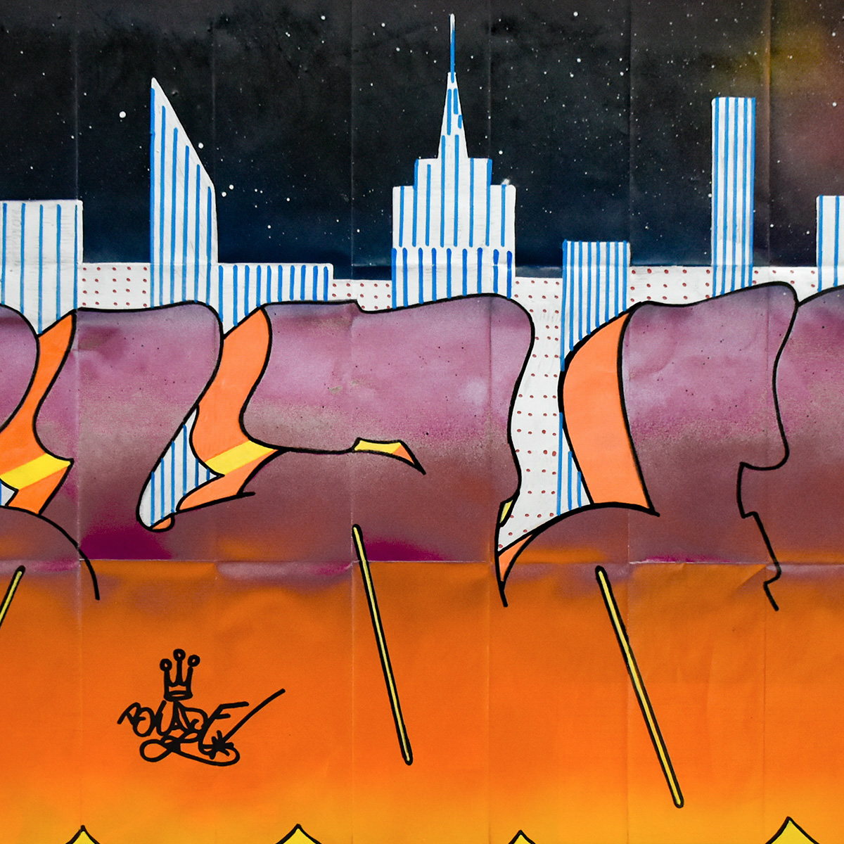 blade takes the city again original art showing middle details of city