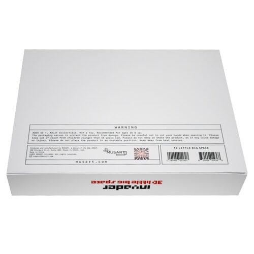 back of invader 3d little big space sculpture box with item details