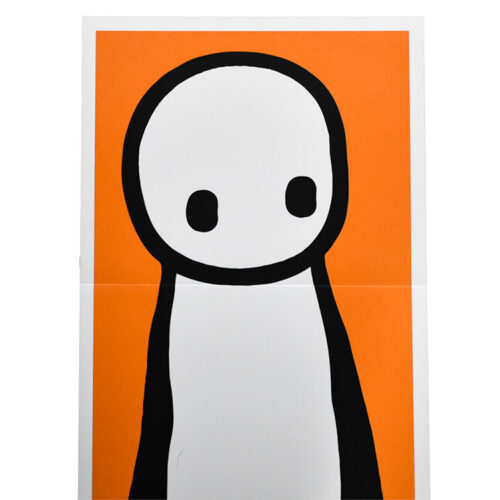 top of stik standing figure in orange signed