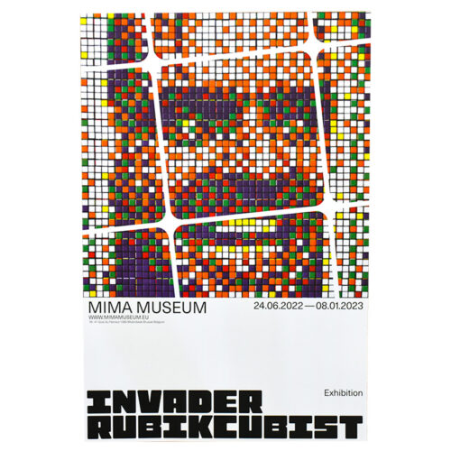 invader rubikcubist exhibition poster from MIMA with jack nicholson image from the movie shining