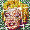 close up of invader rubikcubist exhibition poster from MIMA with the iconic image of marilyn monroe