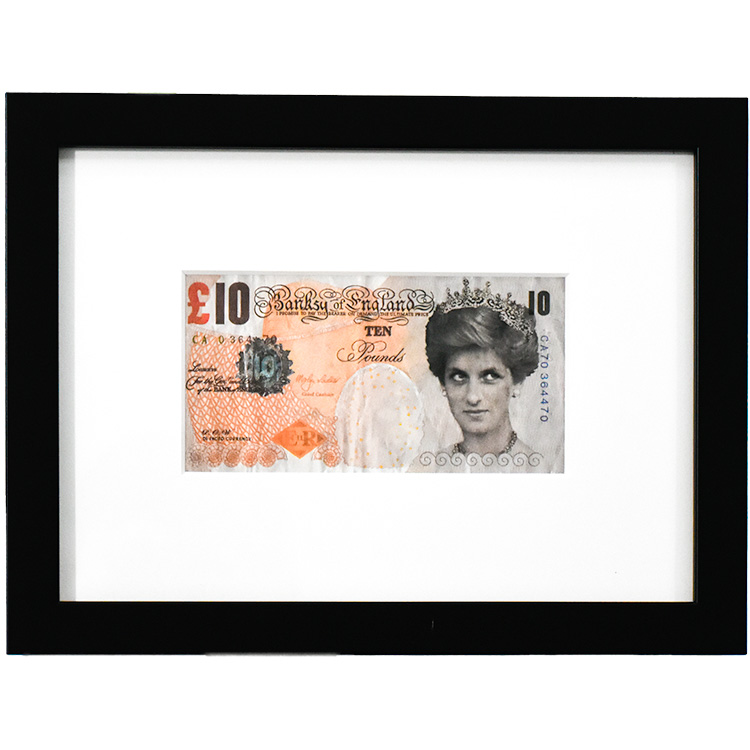 banksy d-faced tenner bng framed