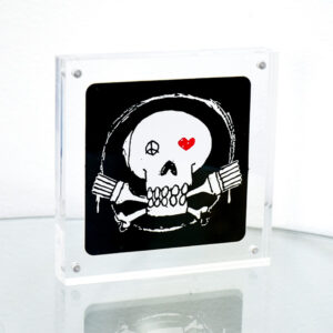 BANKSY Skull Sticker (Square Black)