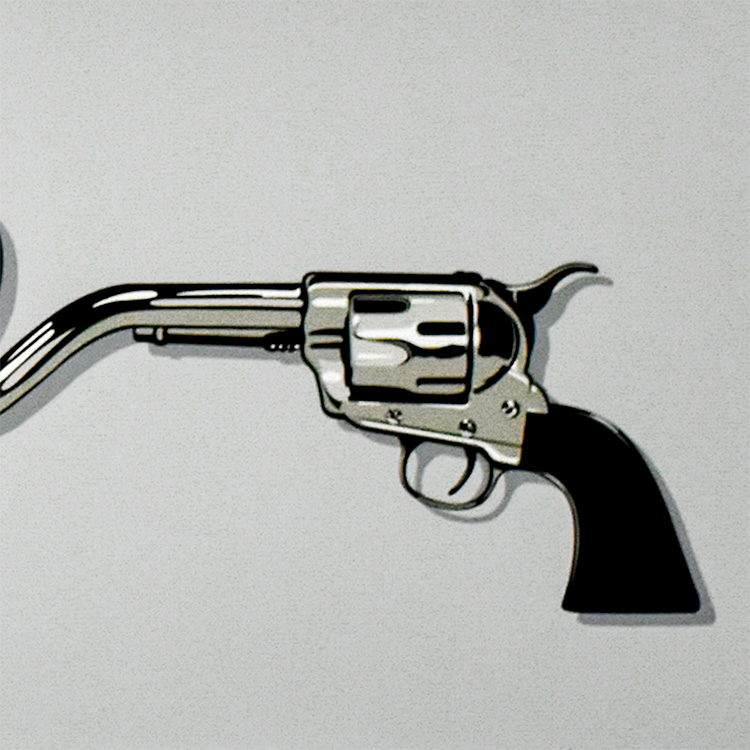 showing revolver from dface peace gun silver ap print