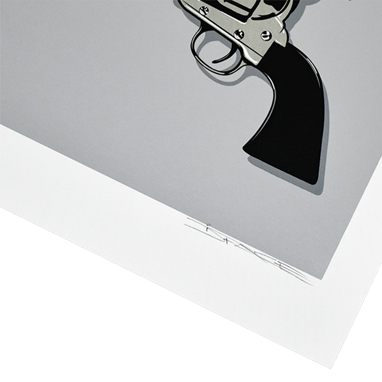dface peace gun silver ap print showing bottom right with dface signature