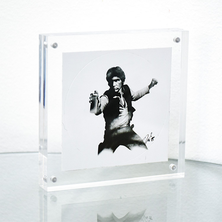 kunstrasen can solo signed sticker in clear block frame