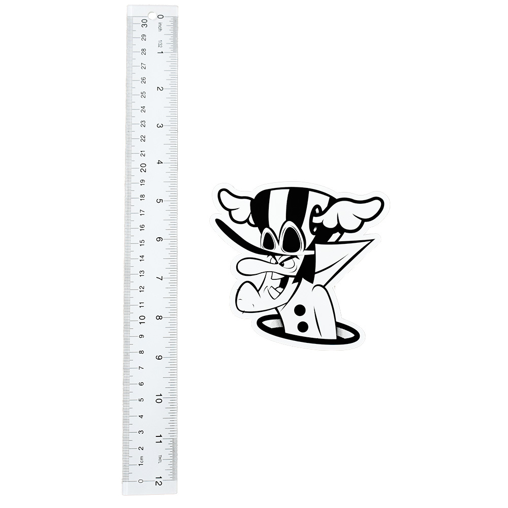 dface cartoon sticker 5 next to ruler