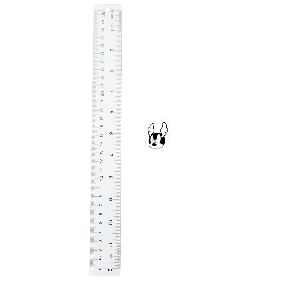 dface cartoon sticker 6 next to ruler